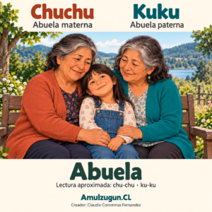 Abuela — ilustración educativa original de Amulzugun.CL