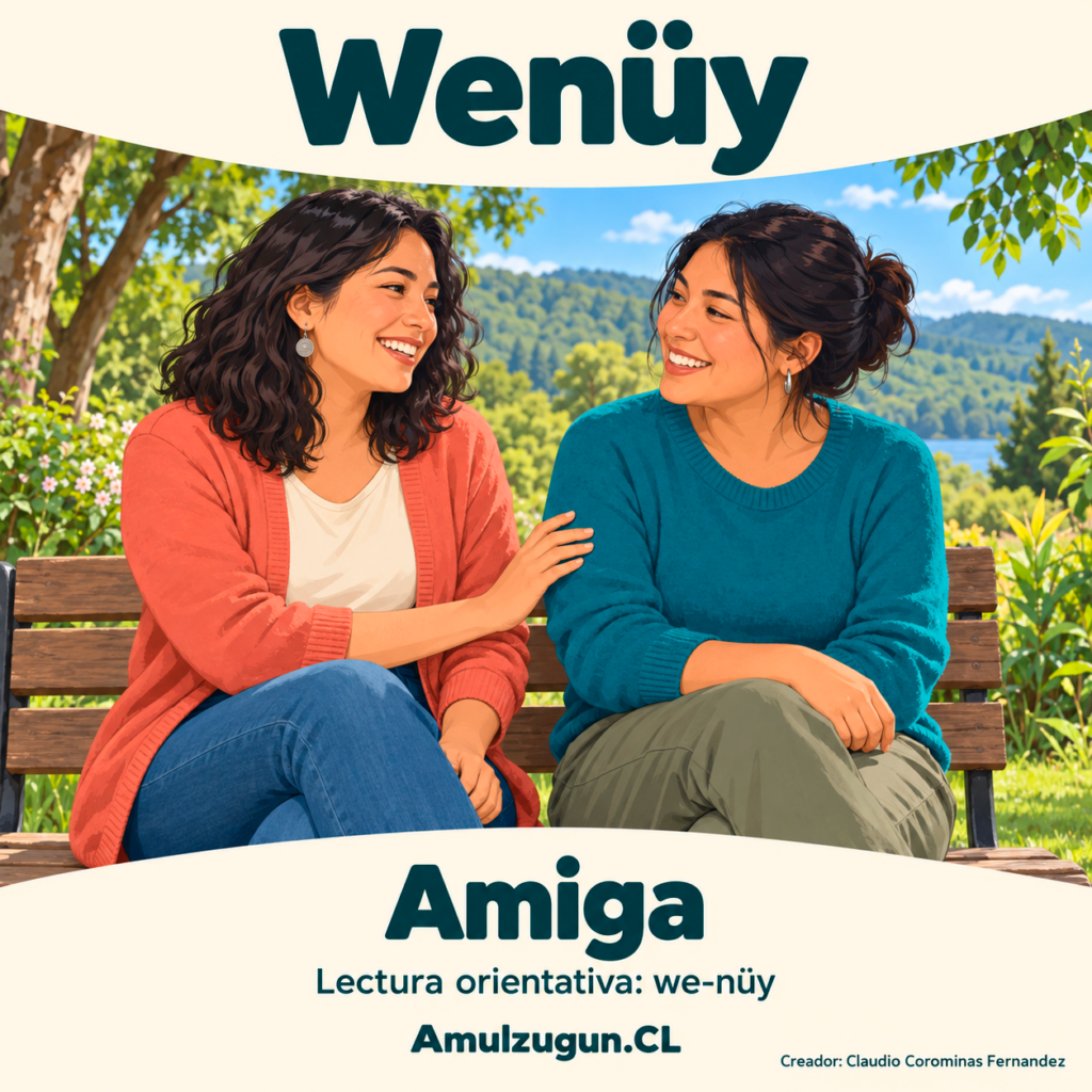 Amiga — ilustración educativa original de Amulzugun.CL