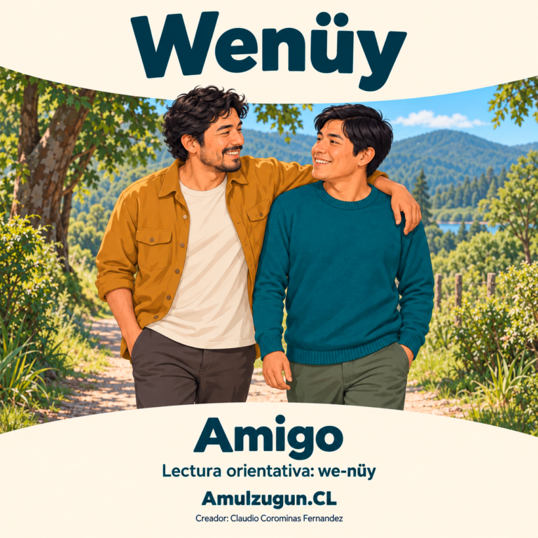 Amigo — ilustración educativa original de Amulzugun.CL