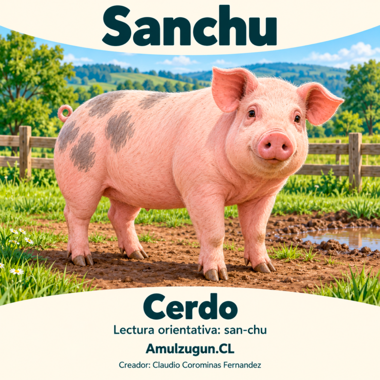 Cerdo — ilustración educativa original de Amulzugun.CL
