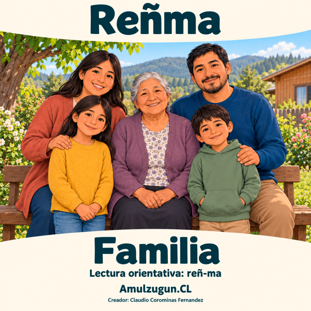 Familia — ilustración educativa original de Amulzugun.CL