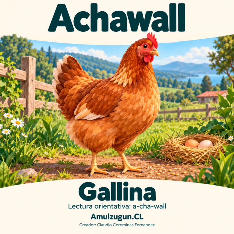 Gallina — ilustración educativa original de Amulzugun.CL