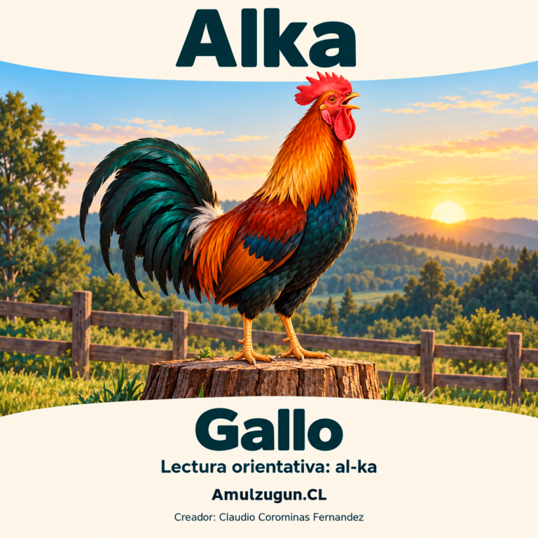 Gallo — ilustración educativa original de Amulzugun.CL