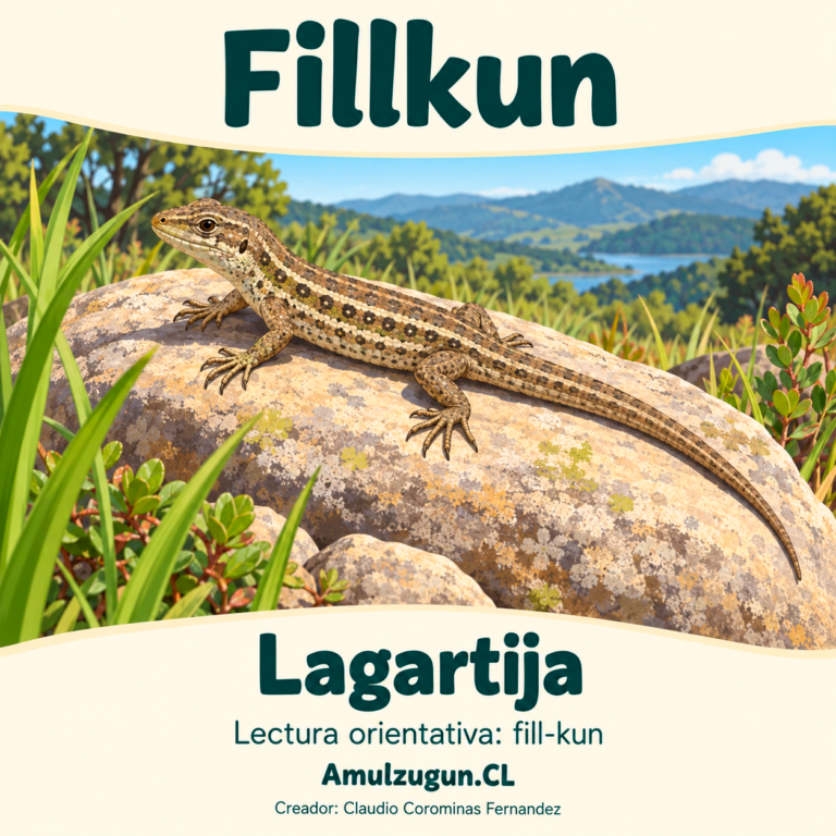Lagartija — ilustración educativa original de Amulzugun.CL