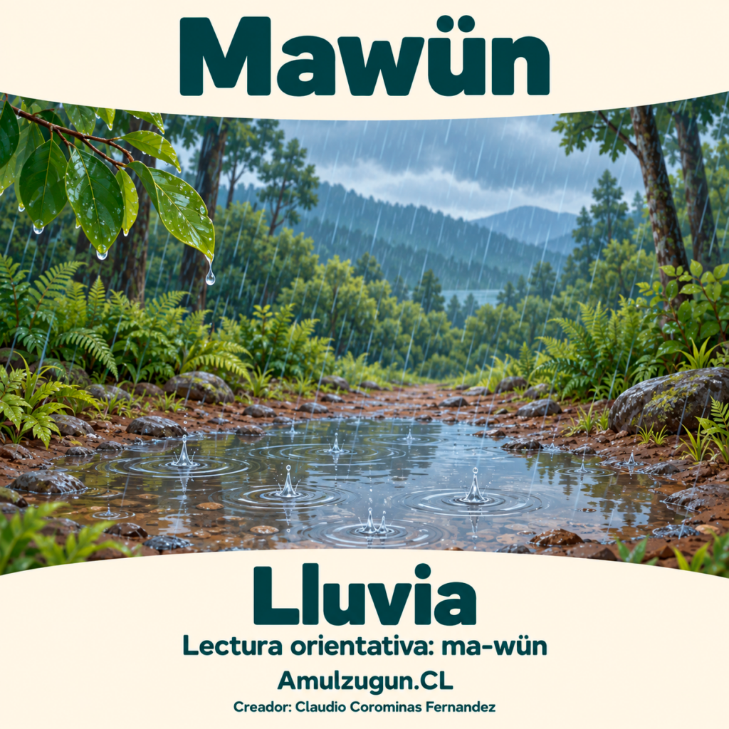 Lluvia — ilustración educativa original de Amulzugun.CL