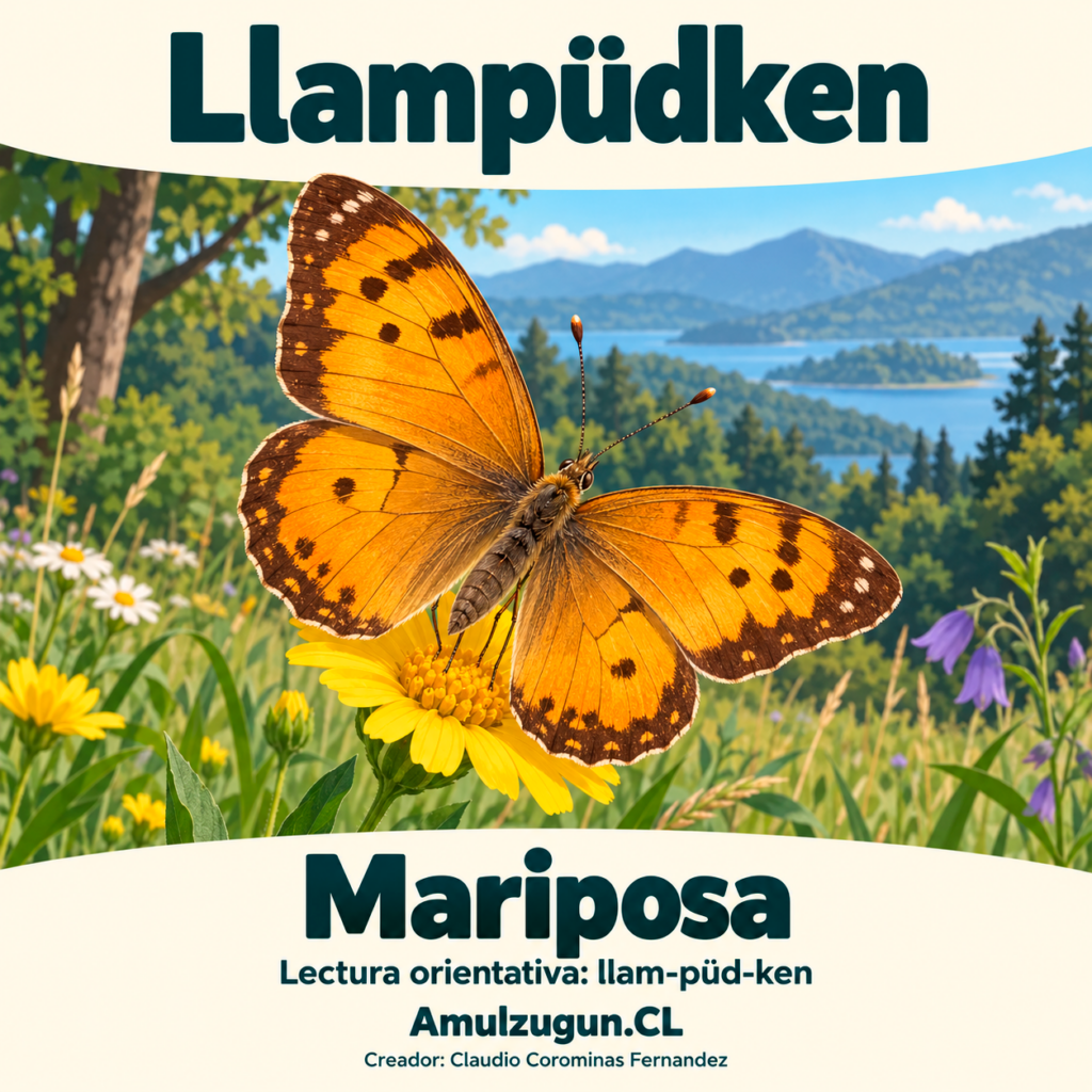 Mariposa — ilustración educativa original de Amulzugun.CL