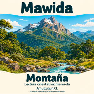 Montaña — ilustración educativa original de Amulzugun.CL