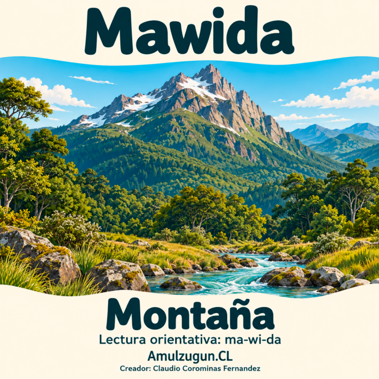 Montaña — ilustración educativa original de Amulzugun.CL