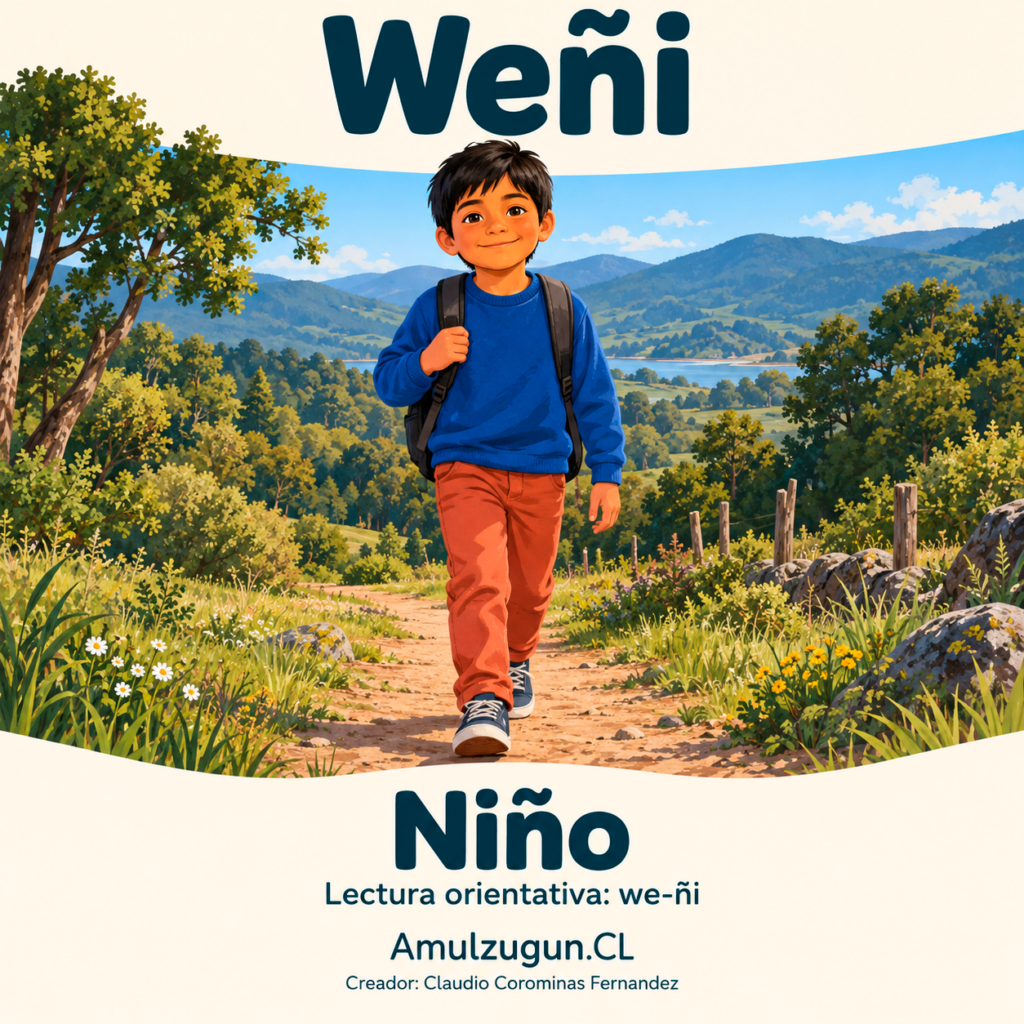 Niño — ilustración educativa original de Amulzugun.CL