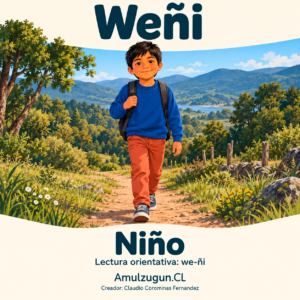 Niño — ilustración educativa original de Amulzugun.CL
