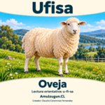 Oveja — ilustración educativa original de Amulzugun.CL