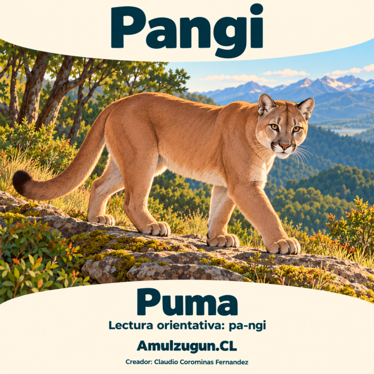 Puma — ilustración educativa original de Amulzugun.CL
