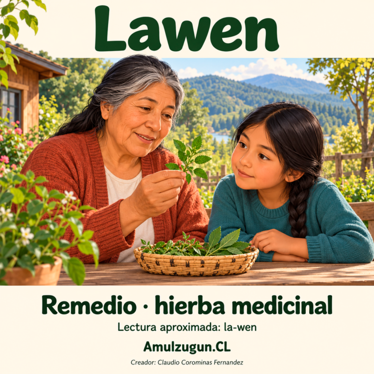 Lawen — ilustración educativa original de Amulzugun.CL